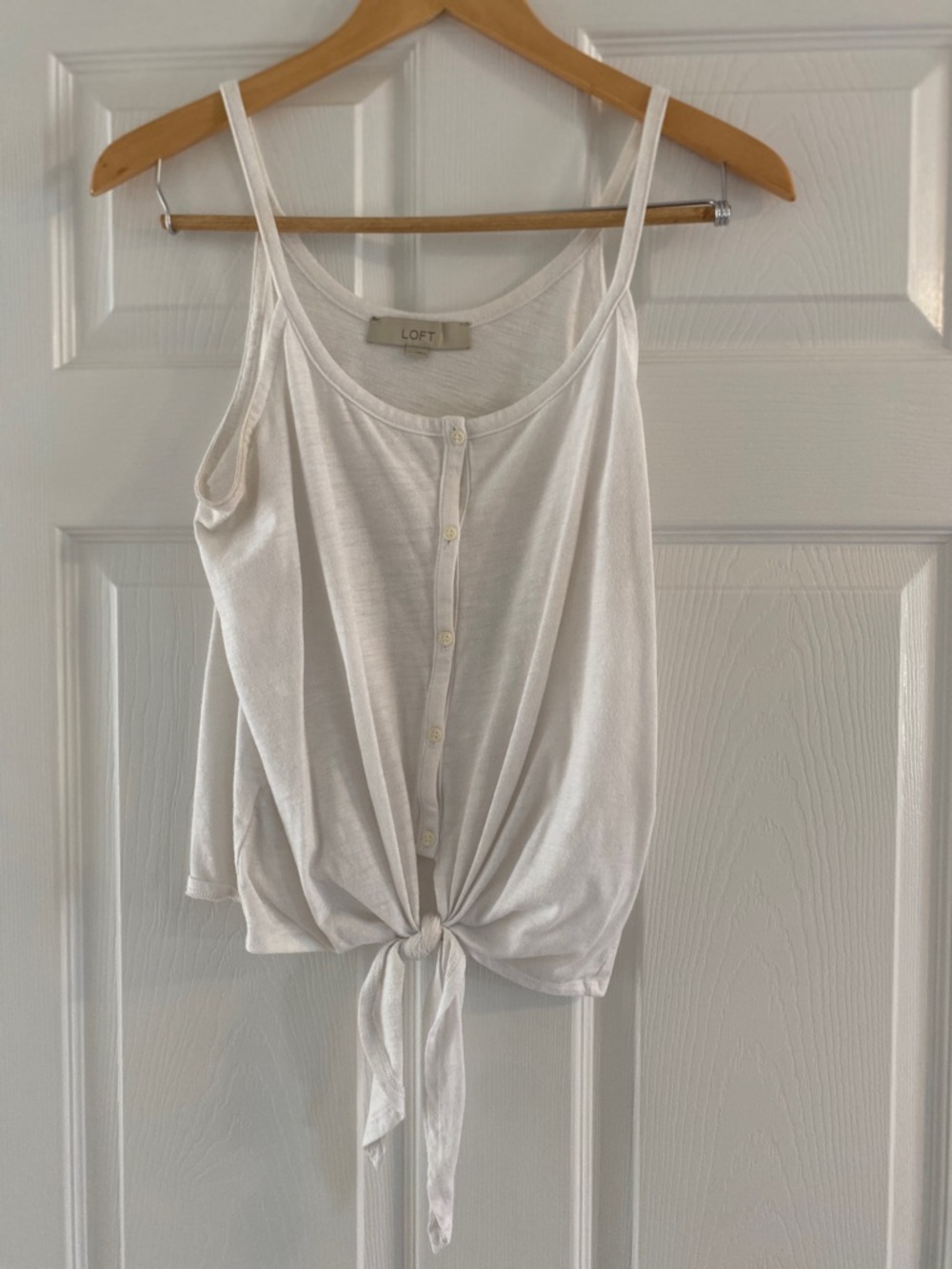 LOFT White and Light Blue Tie-Front Button Tank Top Bundle